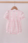 Pink floral bow smocked bubble