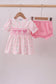 Pink floral bow smocked bloomer set