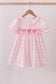 Pink floral bow smocked dress