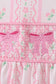 Pink floral bow smocked ruffle pants set