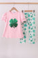 Pink clover glitter pants set