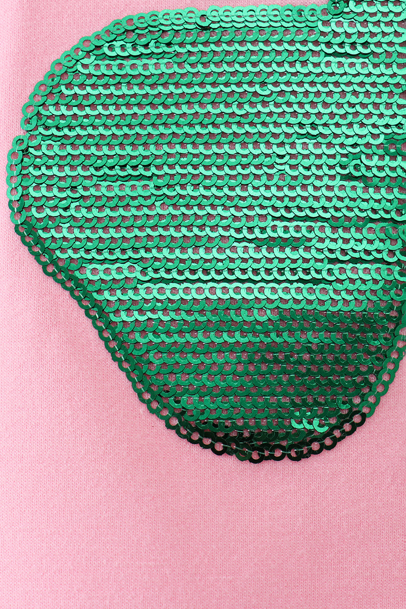 Pink clover glitter mom&me top