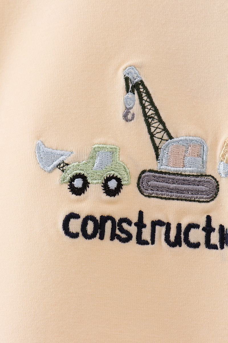 Beige construction embroidery top