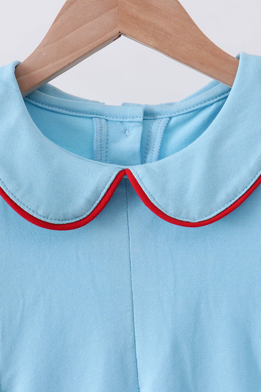 Blue character embroidery dress