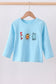 Blue character embroidery top