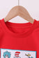 Red character embroidery top