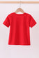 Red character embroidery top