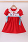 Red character embroidery bow dress