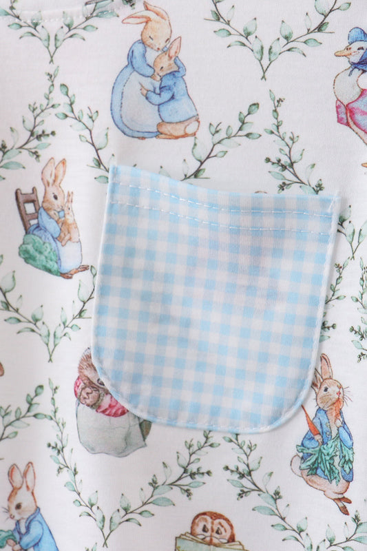 Blue bunny print set