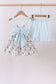 Blue bunny bow ruffle shorts set