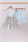 Blue bunny bow ruffle shorts set