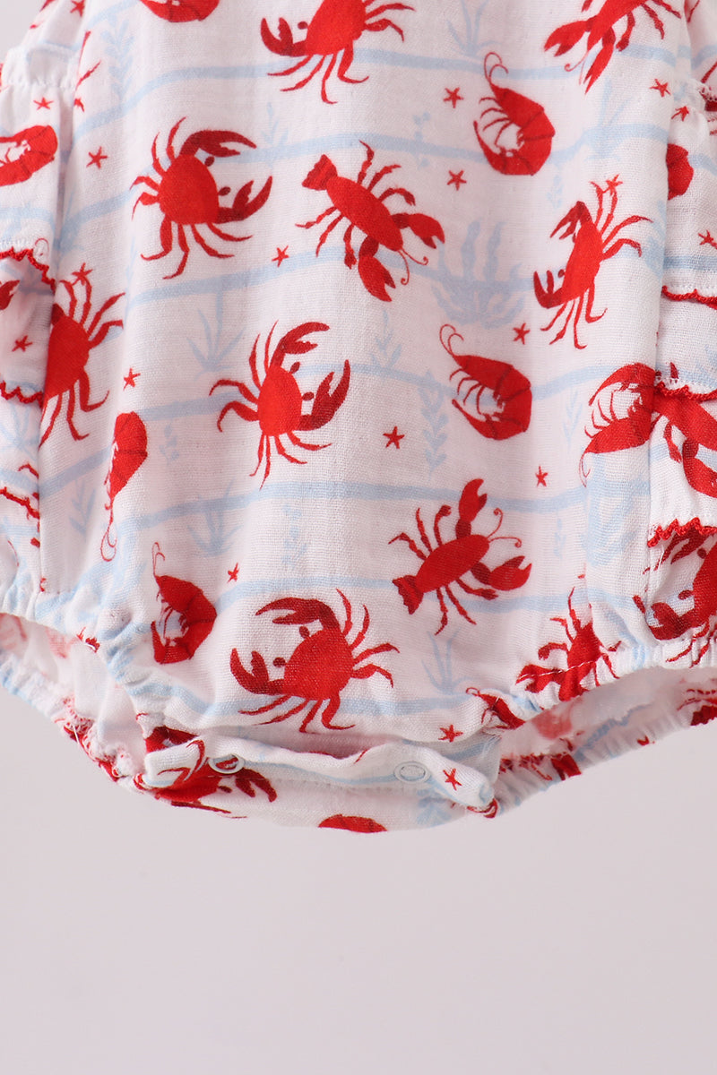 Lobster print muslin ruffle bubble