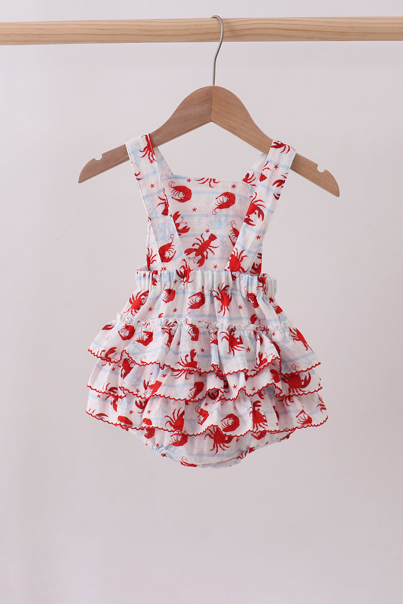 Lobster print muslin ruffle bubble