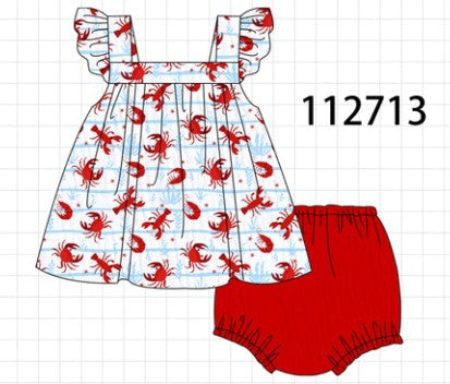 Lobster print muslin bloomer set
