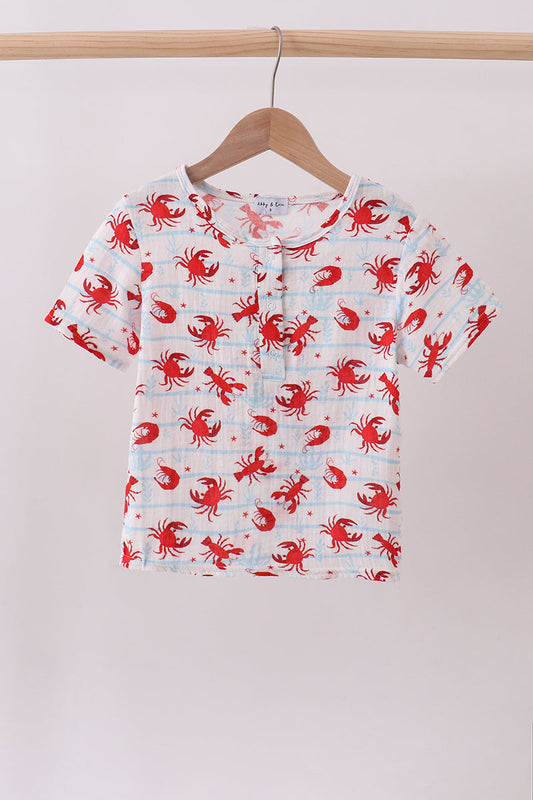 Lobster print muslin top