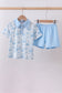 Blue bunny egg shorts set