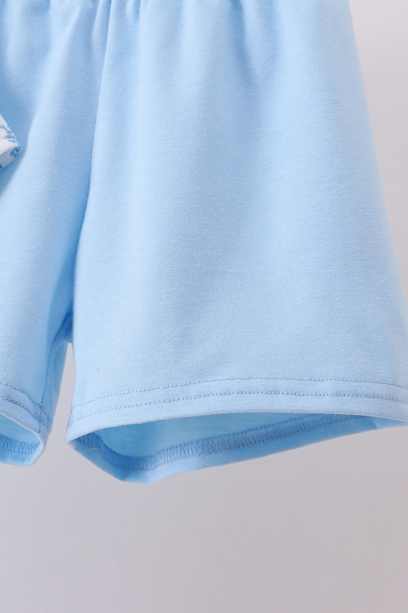 Blue bunny egg shorts set