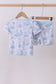 Blue bunny egg bamboo pajama shorts set