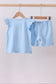 Blue bunny applique ruffle shorts set