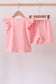 Pink bunny applique ruffle shorts set