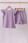 Purple bunny applique ruffle shorts set