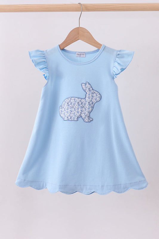 Blue bunny applique ruffle dress