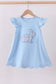 Blue bunny applique ruffle dress