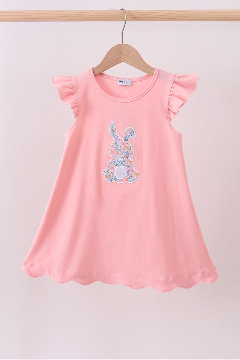 Pink bunny applique ruffle dress