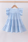 Blue cross sequin tiered dress