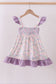 Purple floral smocked ruffle dress