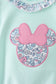 Mint floral character applique ruffle bubble