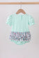 Mint floral character applique ruffle bubble