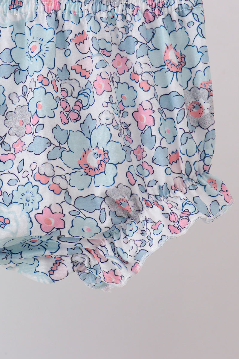 Mint floral character applique bloomer set