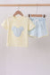 Yellow character applique shorts set