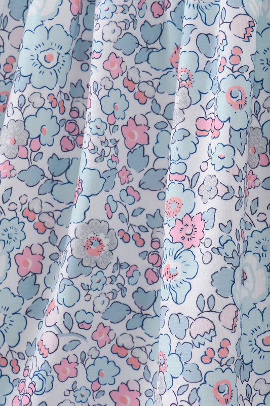 Mint floral character applique ruffle dress