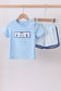 Blue golf cart smocked shorts set