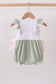 Green farm animal embroidery ruffle bubble