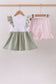Pink farm animal embroidery ruffle shorts set