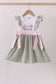 Pink farm animal embroidery ruffle dress