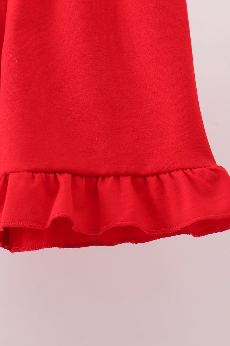 Baseball applique ruffle gingham shorts set