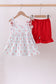 Baseball applique ruffle gingham shorts set