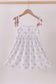 Baseball applique ruffle gingham dress