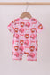 Pink bow baseball bamboo romper