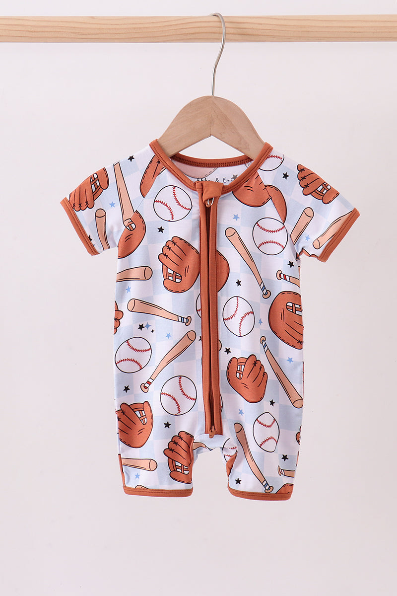 Baseball bamboo romper
