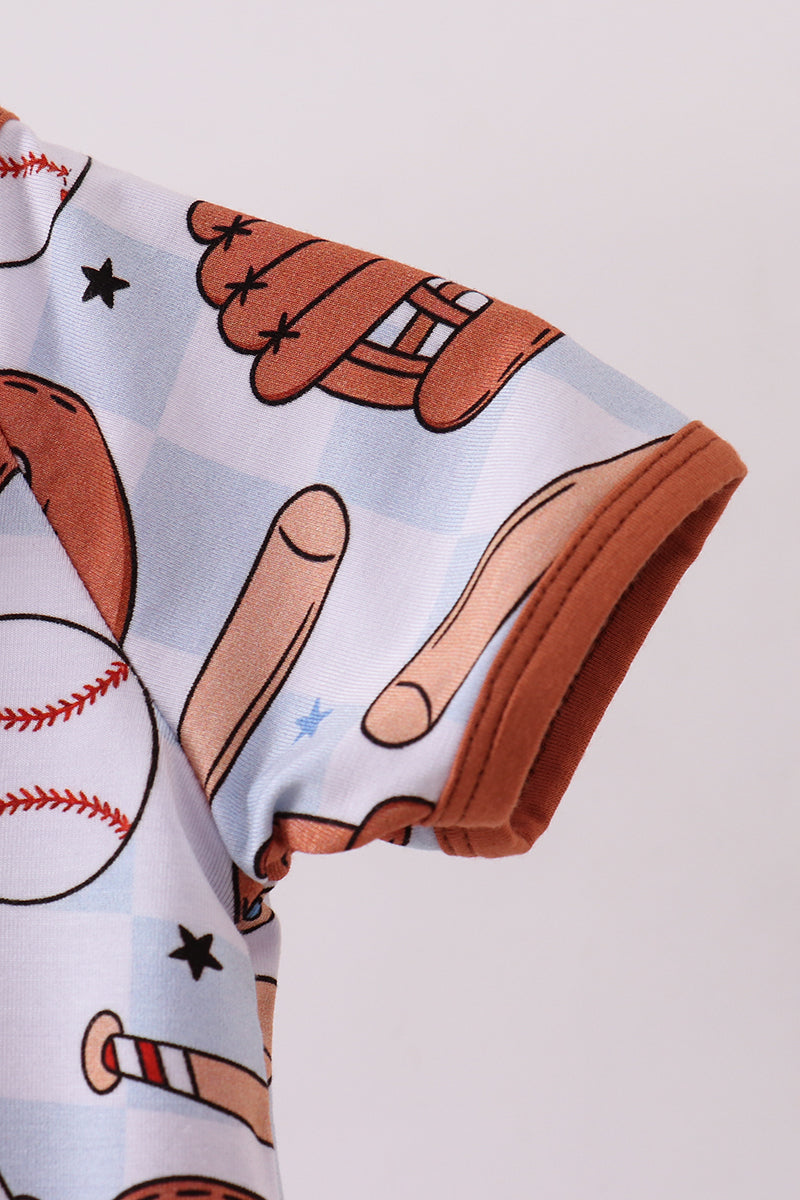 Baseball bamboo romper