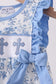 Blue floral cross smocked ruffle bubble