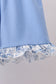 Blue floral cross smocked ruffle shorts set