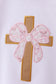 Pink bowknot cross applique skort set