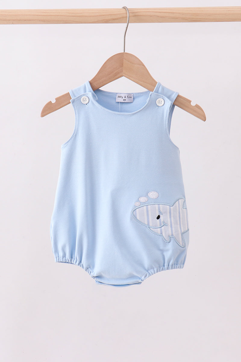 Blue shark applique bubble