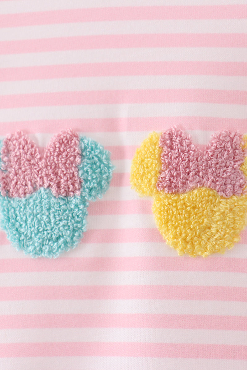 Pink character french knot ruffle bubble